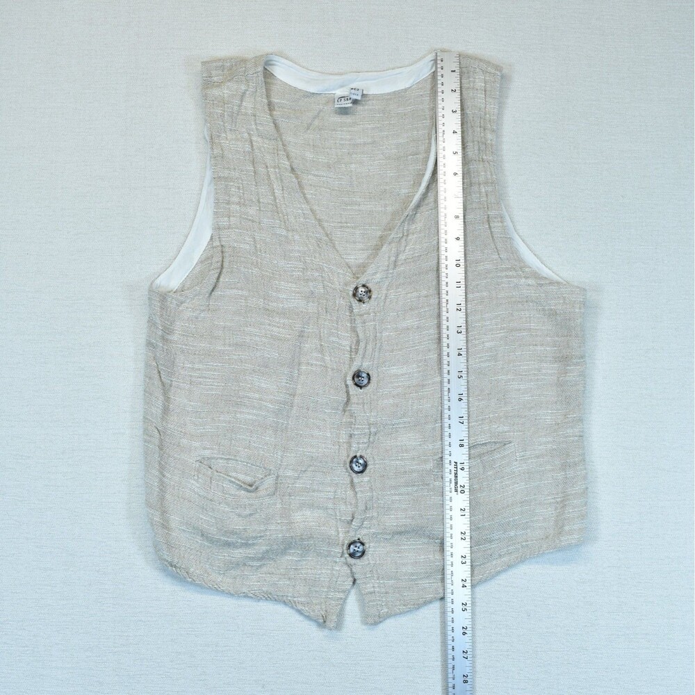 Vintage CP Shades Linen Blend Vest Neutral Beige Button Up Large L Coastal - Picture 6 of 6